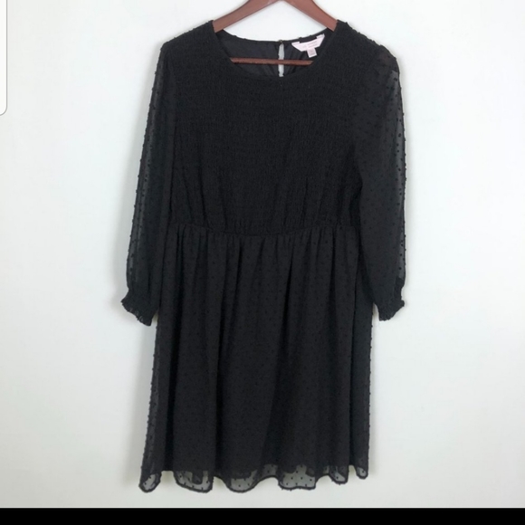 LC Lauren Conrad Dresses & Skirts - LC Lauren Conrad Black Smocked Swiss Dot Dress